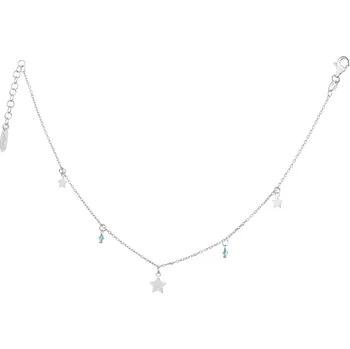 Řetízek Stříbrný řetízek na kotník s broušeným sklem - hvězdy - AP534-8714