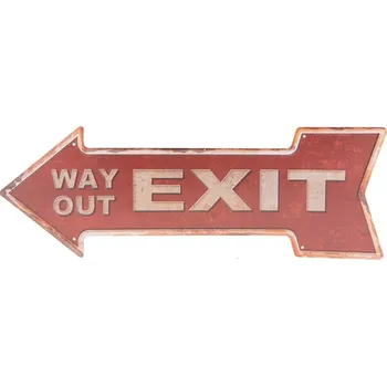 Plechová cedule Clayre & Eef - Plechová cedule EXIT RED - 46*15 cm