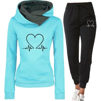 Dámská dvoudílná zateplená tepláková souprava Barva: modrá, Velikost: XL