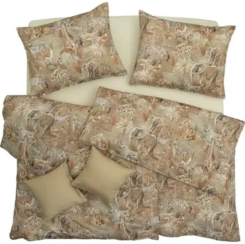 Povlečení SCANquilt povlečení SATÉN DESIGN tanzania béžovohnědá 140 x 200/70 x 90 cm