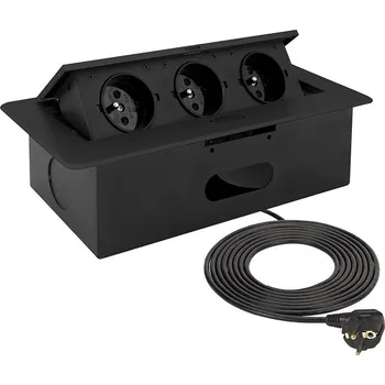 Design Light Kombi Box výklopná zásuvka s kabelem 1,5 m, černá