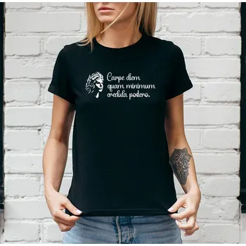 Dámské tričko STRIKER Dámské tričko Užij dne a nic nevěř v budoucnost Barva: Černá, Velikost: S