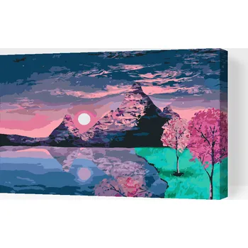 Malování podle čísel - Západ slunce u jezera 2 Velikost: 40x60cm, Rámování: Pouze srolované plátno