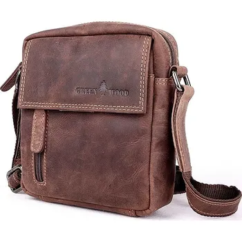 Malá hnědá (khaki) kožená crossbody taška GreenWood no. 191051