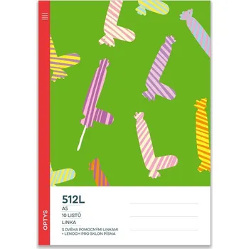 OPTYS - Český výrobce TISKÁRNA Školní sešit 512L s dvěma pomocnými linkami 15 mm a s lenochem pro sklon písma, příroda