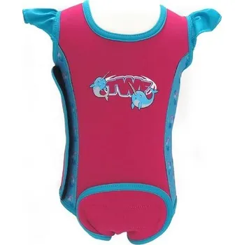Neoprenový oblek TWF Baby neopren Kombi růžový s delfíny, Velikosti S 6-12 měsíců