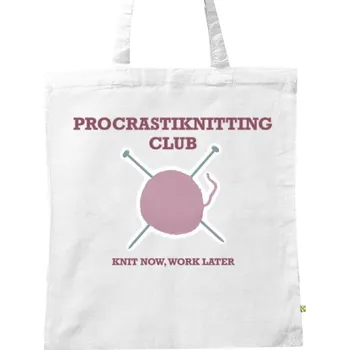 BIO plátěná taška s potiskem Procrastiknitting Club - projektová taška
