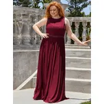 Dlouhé společenské šaty s krajkou a korálky - 5XL/6XL Barva: Bordová, Velikost: 6XL