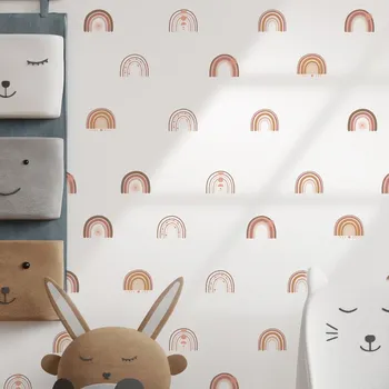 Samolepící dekorace Funlife Dětské samolepky do pokojíčku duhy terra cotta 5 x 6 cm