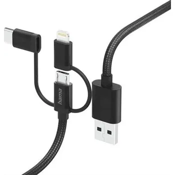 Datový kabel Hama USB kabel 3v1: micro USB, USB-C, Lightning, 1,5 m