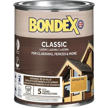 Lak na dřevo BONDEX CLASSIC - Tenkovrstvá syntetická lazura na dřevo - antická borovice 0,7 l