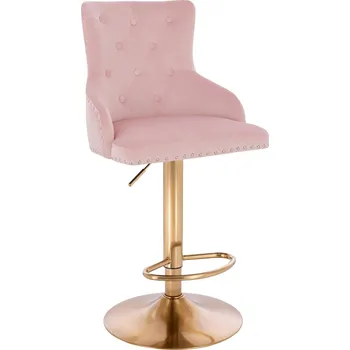 Barová židle Barová židle Sogne velur pudrově růžová - na zlatém talíři