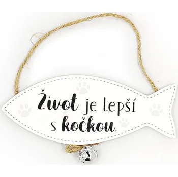 Obraz Nekupto Mazlíčci Dřevěná cedulka Život je lepší s kočkou 20 x 10,5 x 2,5 cm