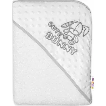 Baby Nellys Froté osuška minky s kapucí 100x100cm Cute Bunny - bílá