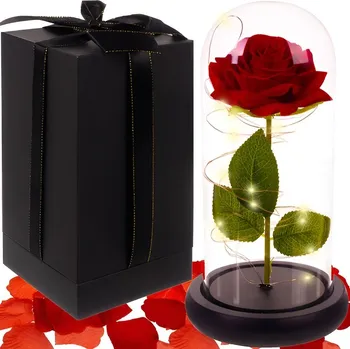 Umělá květina Malatec 21619 věčná růže ve skleněné LED krabičce
