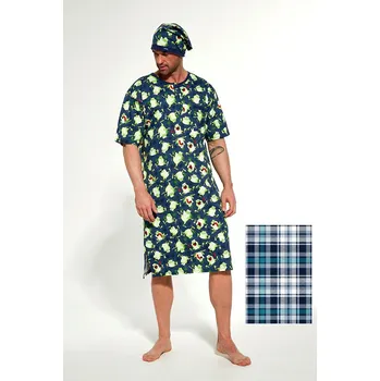 Pánské pyžamo Cornette noční košile 109/09 - modrá, M (Pánská noční košile s krátkým rukávem Cornette 109)