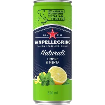 Sirup Sanpellegrino Limonata & Minta - Citronová šťáva s mátou v plechovce 0,33l