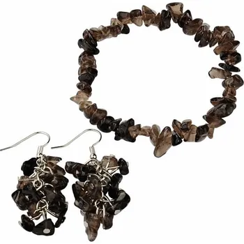 Náramek Sada náramku a náušnic ze záhnědy obvod cca 16 až 23 cm