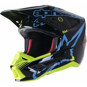 Helma na motorku Motokrosová helma Alpinestars S-M5 Action black/cyan/yellow glossy vel. XL