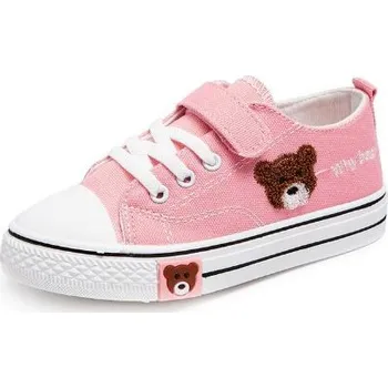 Dětská treková obuv Čína Dětské nízké plátěné tenisky (sneakers) - medvídek Barva: Růžová, Velikost: 27 (16,7 cm)