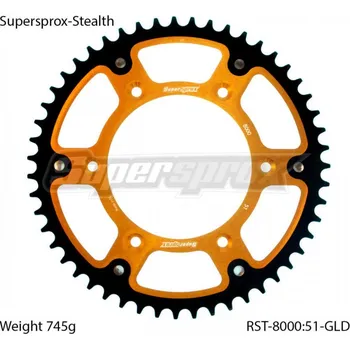 Řetězová sada pro motocykl Řetězová rozeta SUPERSPROX STEALTH RST-8000:51-GLD zlatá 51 zubů, 520