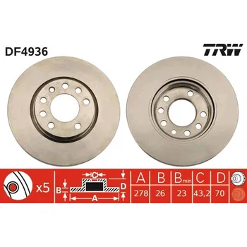 Brzdový kotouč Brzdový kotouč TRW DF4936
