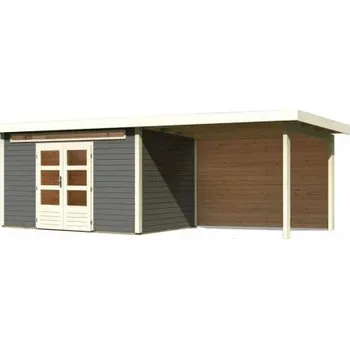 Zahrada dřevěný domek KARIBU KANDERN 7 + přístavek 320 cm včetně zadní stěny (9249) terragrau