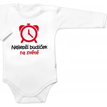 Body dlouhý rukáv Nejlepší budíček na světě, Baby Nellys, bílé, Velikost koj. oblečení 86 (12-18m)