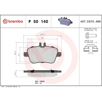 Brzdová destička Sada brzdových destiček, kotoučová brzda BREMBO P 50 140