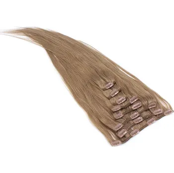 Příčesek Clip in vlasy 30cm Remy pravé lidské 100g - světle hnědá