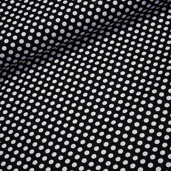 Bavlněné plátno větší bílý hustý puntík na černé, š.140cm (látka v metráži)