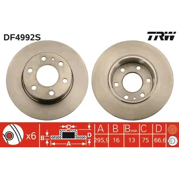 Brzdový kotouč Brzdový kotouč TRW DF4992S
