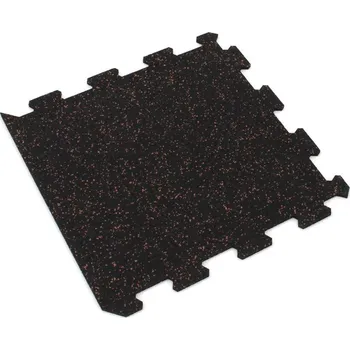 Venkovní dlažba Černo-červená gumová modulová puzzle dlažba (okraj) FLOMA FitFlo SF1050 - 100 x 100 x 1 cm