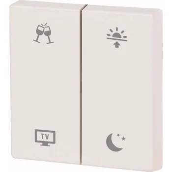 vypínač Kryt RF tlačítka 55x55mm s potiskem (Večeře TV Ráno Večer) Lesklá bílá | CWIZ-02/91