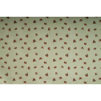 Plátno bavlněné, červená kvítka na zelené , metráž, látky