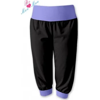 Dámské legíny Be MaaMaa Sportovní 3/4 legíny CAPRI - černé/lila, Velikosti těh. moda S/M
