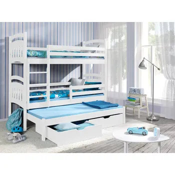 Postel Nabytek-dreveny.cz Patrová postel Jakub 3 90x200 cm masiv Rozměr postele: 90x200 cm, Odstín postele: šedá