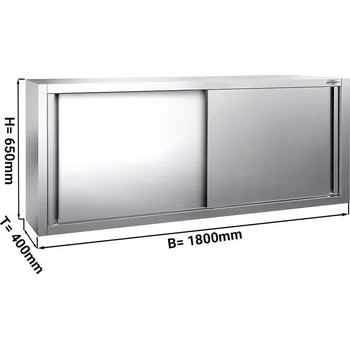 Kuchyňská skříňka G.Gastro Nerezová nástěnná skříňka PREMIUM 1,8 m - s posuvnými dveřmi - výška 0,65 m