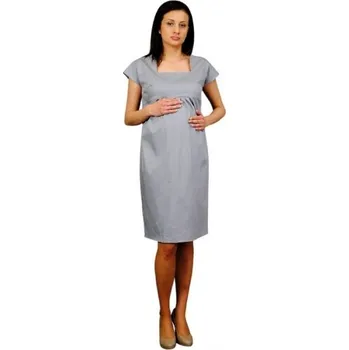 Těhotenské šaty Be MaaMaa Těhotenské šaty ELA - ocelová, Velikosti těh. moda M (38)