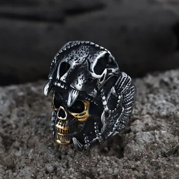Prsten prsten Vintage Indian Jaguar - Warrior Skull