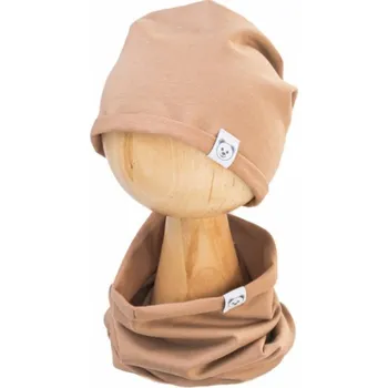 Módní doplněk Čepice s nákrčníkem bavlna, Little Bear, Baby Nellys, béžová, Velikost koj. oblečení 86-92 (18-24m)