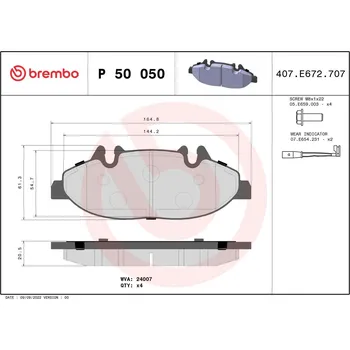Brzdová destička Sada brzdových destiček, kotoučová brzda BREMBO P 50 050