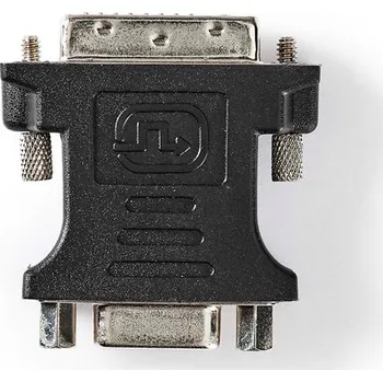 Elektrická zásuvka Nedis CCGB32902BK - adaptér DVI| DVI-I 24+5 Zástrčka | VGA Zásuvka | Poniklované | Přímý | PVC | Černá