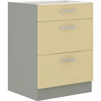 Kuchyňská linka FALCO Kuchyňská skříňka Karpo 60 D 3S BB krémový lesk/šedá