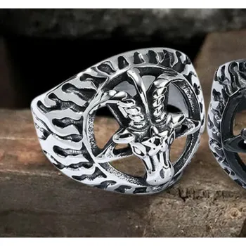 Prsten prsten Devil Baphomet Goat - 8