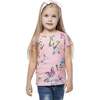 Dívčí tričko - Winkiki WKG 91361, růžová / motýlci Barva: Růžová, Velikost: 104