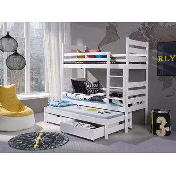 Postel Nabytek-dreveny.cz Patrová postel Tobi 80x200 cm masiv Rozměr postele: 80x200 cm, Odstín postele: světle modrá