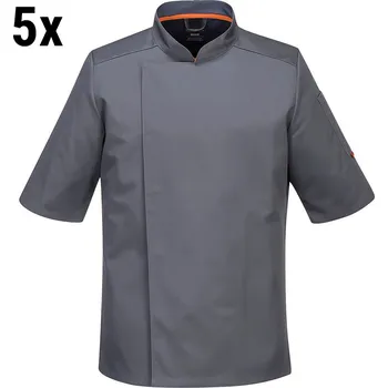 Gastro oděv G.Gastro (5 pieces) MeshAir Pro Short Sleeve Chef Jacket – Men's - Slim Fit - Grey - Size M