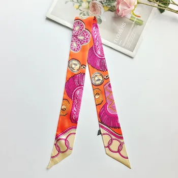 Šátek Hedvábná šálka twilly růžovo-oranžová 5x85 cm v dárkovém balení, WHITE ORCHID