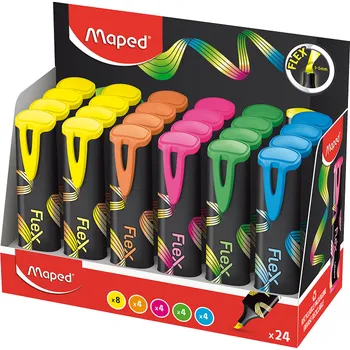 Zvýrazňovač Zvýrazňovač MAPED Fluo Peps flex, 24ks ve stojánku